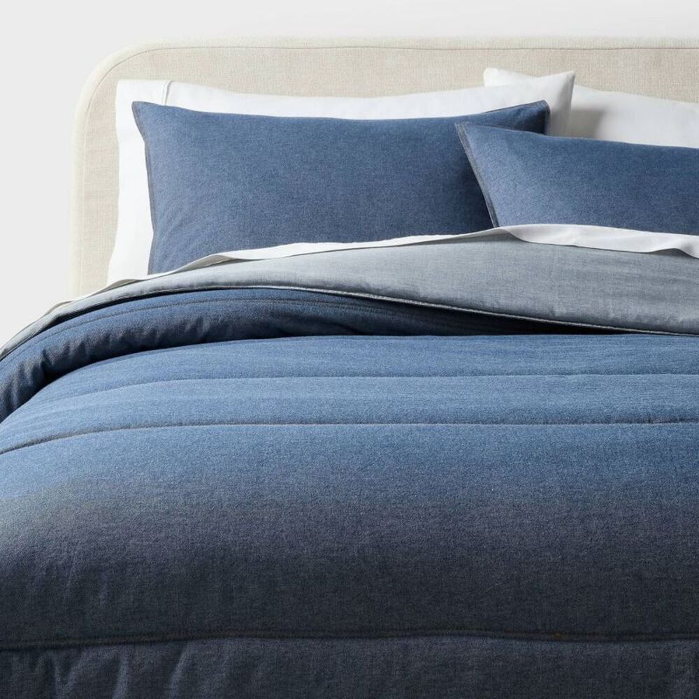 King Denim Comforter and Sham Set Blue - Threshold